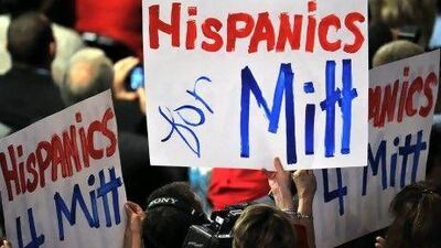 Hispanic speaking delegates wave banners during Republican presidential candidate Mitt Romney's acceptance speech in Tampa, Florida. The Hispanic population in the US grew by 43 per cent between 2000 and 2010, surpassing 50 million and accounting for about one of six Americans.