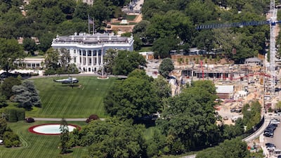 Construction work at the site of the White House ballroom. Republicans are pushing to add $1 billion to legislation for security upgrades. EPA