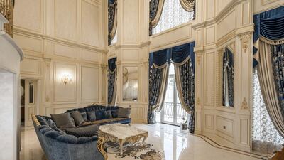 Gold is the prominent colour with some dashes of blue.