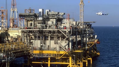 An Aramco offshore oil rig. The kingdom began implementing the cut in July. Getty Images