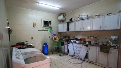 The dilapidated kitchen in the home of a family in Abu Dhabi who are living in squalor but social services say they are powerless to act. Ravindranath K / The National