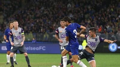Chelsea full-back Marcos Alonso in action against Perth Glory. Getty Images