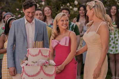 From left: Tom Everett Scott, Lexi Minetree and June Diane Raphael in Elle. Photo: Prime Video