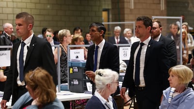 Mr Sunak during the count for Richmond and Northallerton. PA