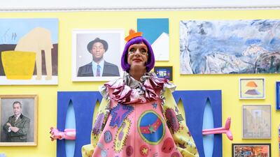 Artist Grayson Perry poses for photographers during a press preview of the 250th Summer Exhibition at Royal Academy of Arts. Leon Neal / Getty Images