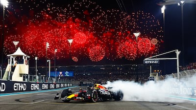 Red Bull's Max Verstappen celebrates winning the Abu Dhabi Grand Prix at Yas Marina Circuit. Getty