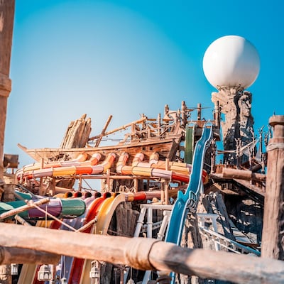 The giant pearl that sits on a rocky crag at Yas Waterworld is a tribute to the traditional pearl-diving profession. Courtesy Yas Waterworld