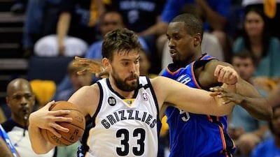 Marc Gasol, No 33, scored 20 points as Memphis Grizzlies won. Jamie Squire / Getty Images / AFP