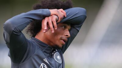 Leroy Sane during a training session at ADM-Sportpark ahead of Germany's Uefa Nations League group stage match against Spain. Getty Images