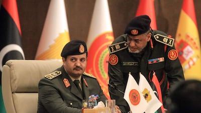 Eastern Libya's chief of staff of the armed forces, Lt Gen Khaled Haftar during an international conference on strategic security in Benghazi on February 10, 2026. AFP
