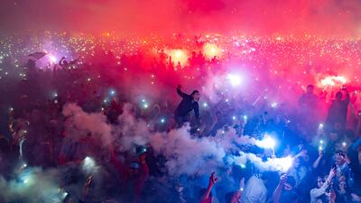 Trabzonspor supporters celebrate winning the Turkish Super Lig title in Istanbul. AFP