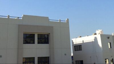 Father Christmas arriving via parachute at the Horizon School in Dubai. Courtesy Horizon School