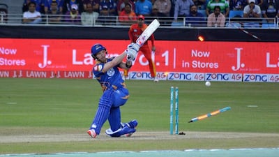 Once the Karachi Kings opener Riki Wessels was bowled by Mohammad Sami for the first of his five wickets, their slide against Islamabad United continued in Dubai. Courtesy PCB