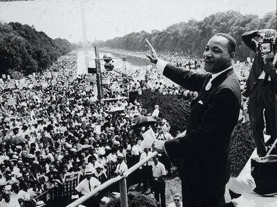 Martin Luther King Jr on the steps of the Lincoln Memorial in Washington in 1963. Getty Images