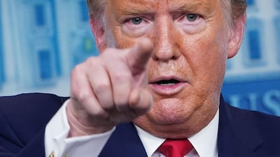 US President Donald Trump gestures as he speaks during the daily briefing on the novel coronavirus, Covid-19, in the Brady Briefing Room at the White House on March 31, 2020, in Washington, DC. AFP