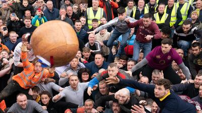 Tuesday also saw players take part in the Atherstone Ball Game in Atherstone, Warwickshire. The game honours a match played between Leicestershire and Warwickshire in 1199, when teams used a bag of gold as a ball. PA