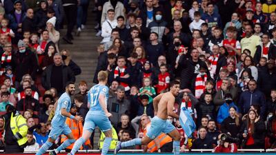 Rodri - 7: One beautiful turn and ball forward but not his usual dominant self in midfield in first half. Snatched injury-time winner when he poked home from close range and annoyed Arsenal fans by whipping shirt of and celebrating right in front of them. Reuters