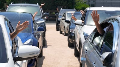 Christians inside their cars pray during a drive-in worship service at the Songgok high school in Seoul, South Korea.