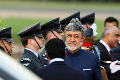 Sultan Haitham of Oman arrives at Stansted Airport on Monday on a state visit to the UK. Reuters