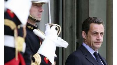 Nicolas Sarkozy awaits foreign dignitaries at the Elysée Palace in Paris.