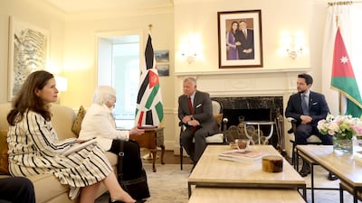 King Abdullah II and Crown Prince Al Hussein meet with US Treasury Secretary Janet Yellen.