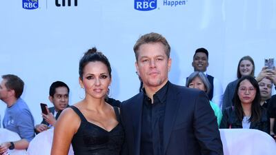 Matt Damon and Luciana Barroso attend the 'Ford v Ferrari' premiere during the 2019 Toronto International Film Festival on September 9, 2019. AFP