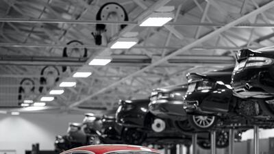 Aston Martin's DB4 GT Zagato on display.