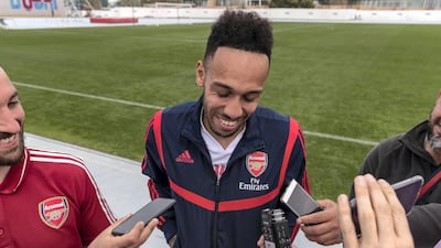 Pierre-Emerick Aubameyang at the Nad Al Sheba Sports Complex. Antonie Robertson/The National