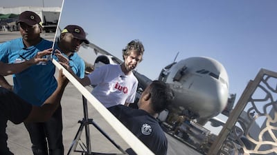 A film crew works while on set with Nicole Kidman during an advertisment shoot for Etihad Airlines. Kidman has described Abu Dhabi as a ‘second home’ and vows to spend more time in the capital as she is launched as the new face of the UAE’s national airline.