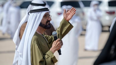Sheikh Mohammed bin Rashid honours the UAE Mars Mission team responsible for sending the Hope probe to the Red Planet, during a government retreat on Tuesday. Courtesy: Sheikh Mohamed bin Zayed Twitter