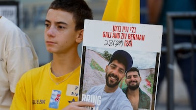 Protesters gather outside Prime Minister Benjamin Netanyahu's residence in Jerusalem on the second anniversary of the October 7 attack led by Hamas. Reuters