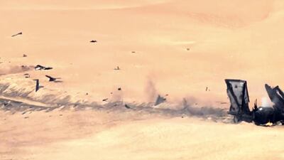 Handouts stills from a four-minute clip from Star Wars: The Force Awakens that J.J. Abrams showed at Comic Con San Diego that highlight the filming in Abu Dhabi last year. Courtesy Lucasfilm