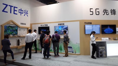 Booth of Chinese telecom equipment maker ZTE at an expo in Beijing, China. The manufacturer has been slapped with a seven-year ban on sales to the US. Reuters
