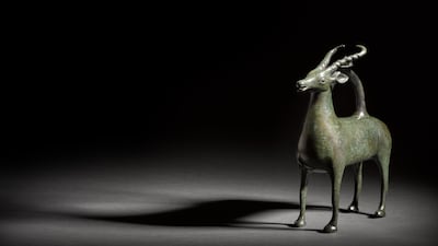 The Umayyad bronze buck is on show at Sotheby's Dubai. Photo: Sotheby's