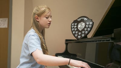 Anna Graham, 12 years old, recent winner of the Young Musicians of the Gulf competition. Mona Al Marzooqi / The National
