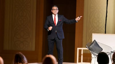 Edward Matti, the managing partner of CCM Consultancy, speaks about self-motivation at the 18th Global Women in Leadership conference. Reem Mohammed