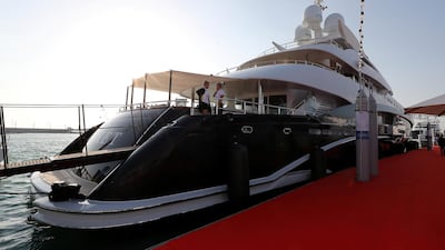 Rocket is the largest yacht on display at the Dubai International Boat Show this year. ( Pawan Singh / The National )