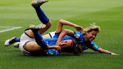 Italy's Barbara Bonansea celebrates scoring their second goal against Australia. Reuters