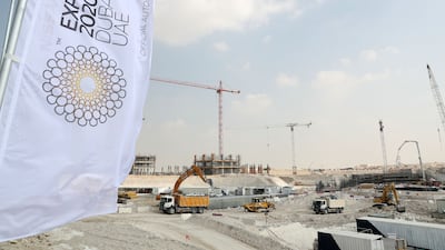 Construction work starts at the Al Wasl Plaza on the Expo 2020 site on November 12, 2017. Chris Whiteoak / The National