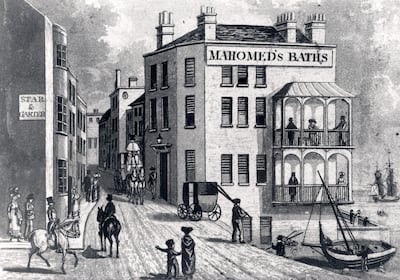 A painting of Sake Dean Mahomed's Brighton bath house. Photo: Bright Museum