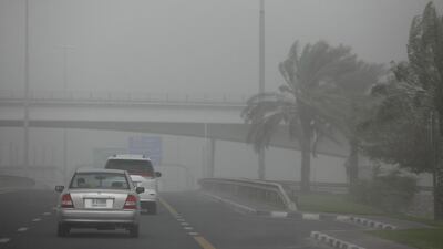 Roads yesterday had poor visibility, which police say caused the death of a motorcyclist in RAK. Antonie Robertson / The National