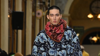 The Kenzo poppy was rethought into a large print across a parka and trousers.