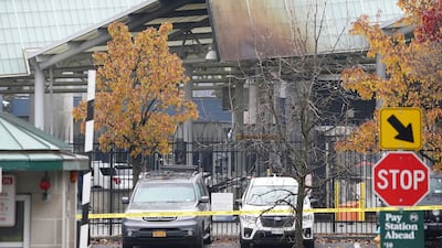 Fire damage to the customs structure at the Rainbow Bridge border crossing. The Buffalo News / AP