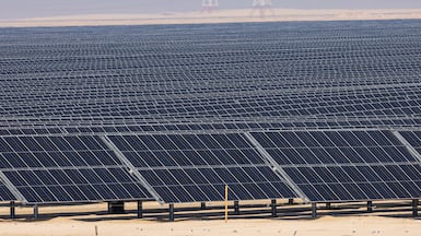 Abu Dhabi's Al Dhafra solar project. The UAE’s installed renewable energy capacity reached 6.8GW by the end of 2024. Bloomberg