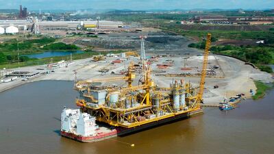 A photo of the first oil platform built by Venezuela's state-owned oil company PDVSA, in Orinoco, Venezuela. Venezuela's oil production fell in May 2020 to 570,000 barrels per day, according to Opec, a decline to levels of more than seven decades ago. AFP