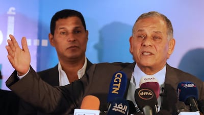 Mohamed Anwar Sadat, the nephew of late Egyptian president Anwar Sadat, announces his decision not to run in the March presidential election at a press conference in Cairo on January 15, 2018. Mohamed Abd El Ghany / Reuters