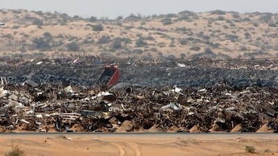 Sharjah's Sajaa solid-waste landfill. Experts say companies should be charged much more for leaving material there if the emirate is to meet its zero-waste target.