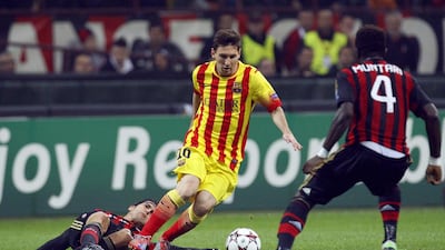 Lionel Messi hauled Barcelona level after Robinho had given AC Milan an early lead. Alessandro Garofalo / Reuters