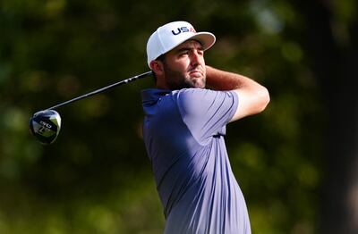 Scottie Scheffler of Team USA during a practice round at the Bethpage Black Course. PA