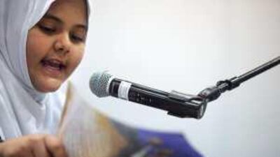 Israa Ashraf, 10, won high marks for her delivery, technique and understanding.